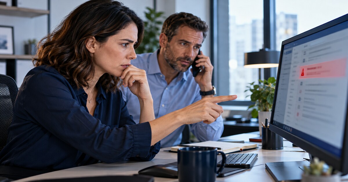 Small business team verifying a suspicious email after a security alert